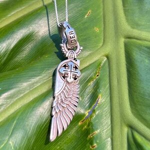 NightRider Jewelry sterling silver Cherubim wing cross Pendant